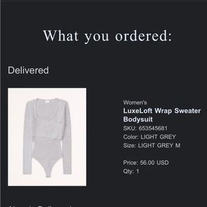 Abercrombie and Fitch LuxeLoft Wrap Sweater Bodysuit Light Gray